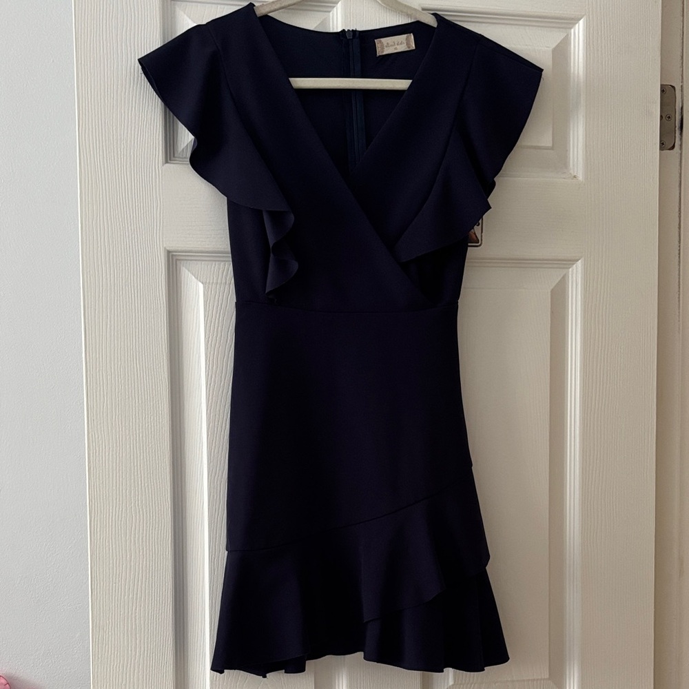 Altar'd State Navy Ruffle Mini Dress